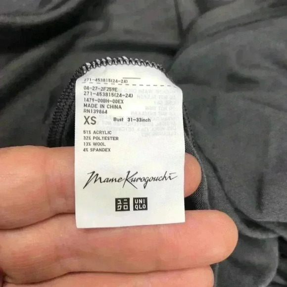 Uniqlo Mame Kurogouchi Turtleneck Long Sleeves Grey Color Sz XS - Picture 7 of 9